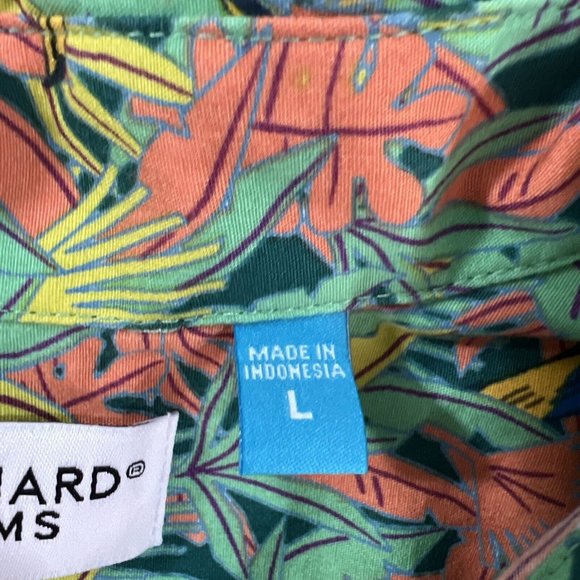 Tori Richard Uniforms Men Shirt L Pull Over Short Sleeve Hawaiian Half Button - Picture 6 of 11